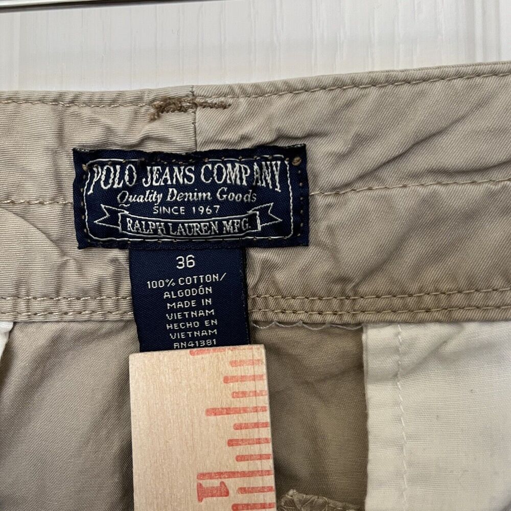 Polo Jeans Co Ralph Lauren Cargo Shorts Mens 36 Khaki TDMK Service 55-TWR - Picture 10 of 12